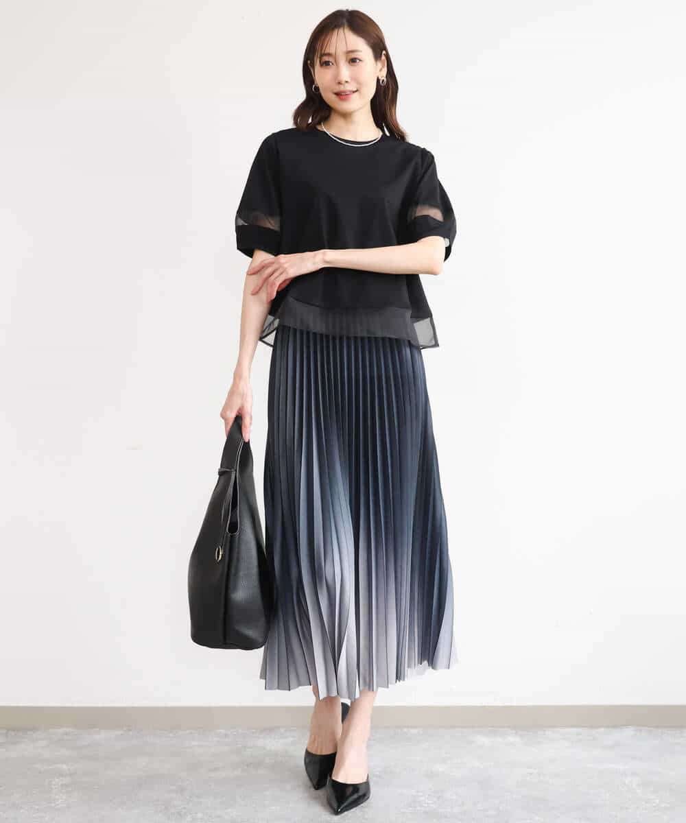 FKKGD56110 MK MICHEL KLEIN(MK ミッシェルクラン) [洗える]シアー切替えランタンスリーブカットソー ミント