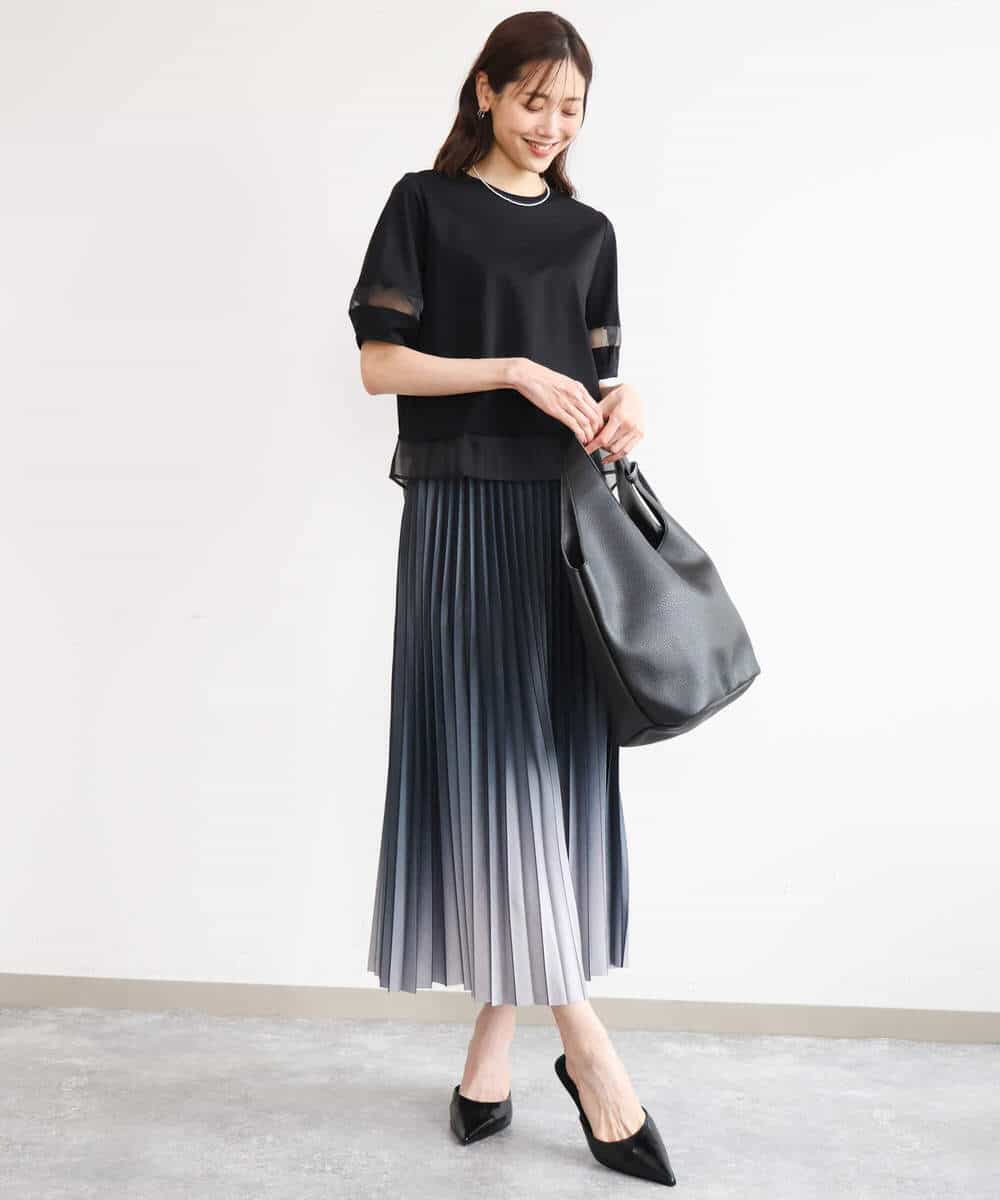 FKKGD56110 MK MICHEL KLEIN(MK ミッシェルクラン) [洗える]シアー切替えランタンスリーブカットソー ミント