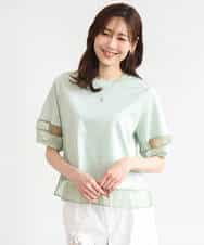 FKKGD56110 MK MICHEL KLEIN(MK ミッシェルクラン) [洗える]シアー切替えランタンスリーブカットソー ミント