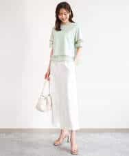 FKKGD56110 MK MICHEL KLEIN(MK ミッシェルクラン) [洗える]シアー切替えランタンスリーブカットソー ミント