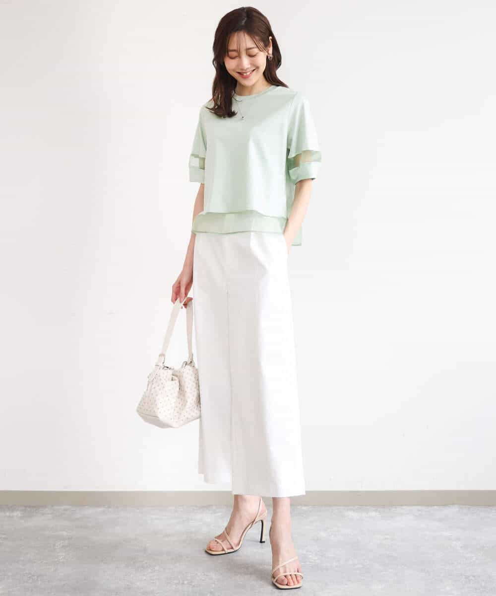 FKKGD56110 MK MICHEL KLEIN(MK ミッシェルクラン) [洗える]シアー切替えランタンスリーブカットソー ミント