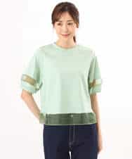 FKKGD56110 MK MICHEL KLEIN(MK ミッシェルクラン) [洗える]シアー切替えランタンスリーブカットソー ミント