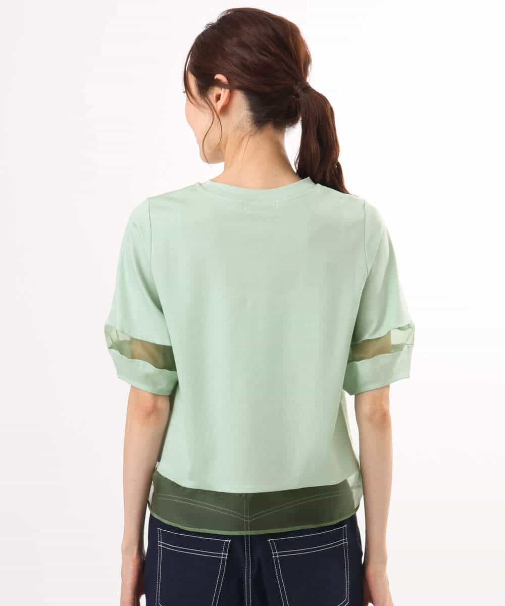 FKKGD56110 MK MICHEL KLEIN(MK ミッシェルクラン) [洗える]シアー切替えランタンスリーブカットソー ミント