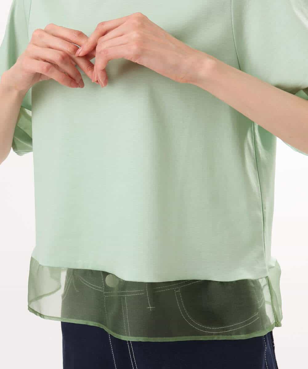 FKKGD56110 MK MICHEL KLEIN(MK ミッシェルクラン) [洗える]シアー切替えランタンスリーブカットソー ミント