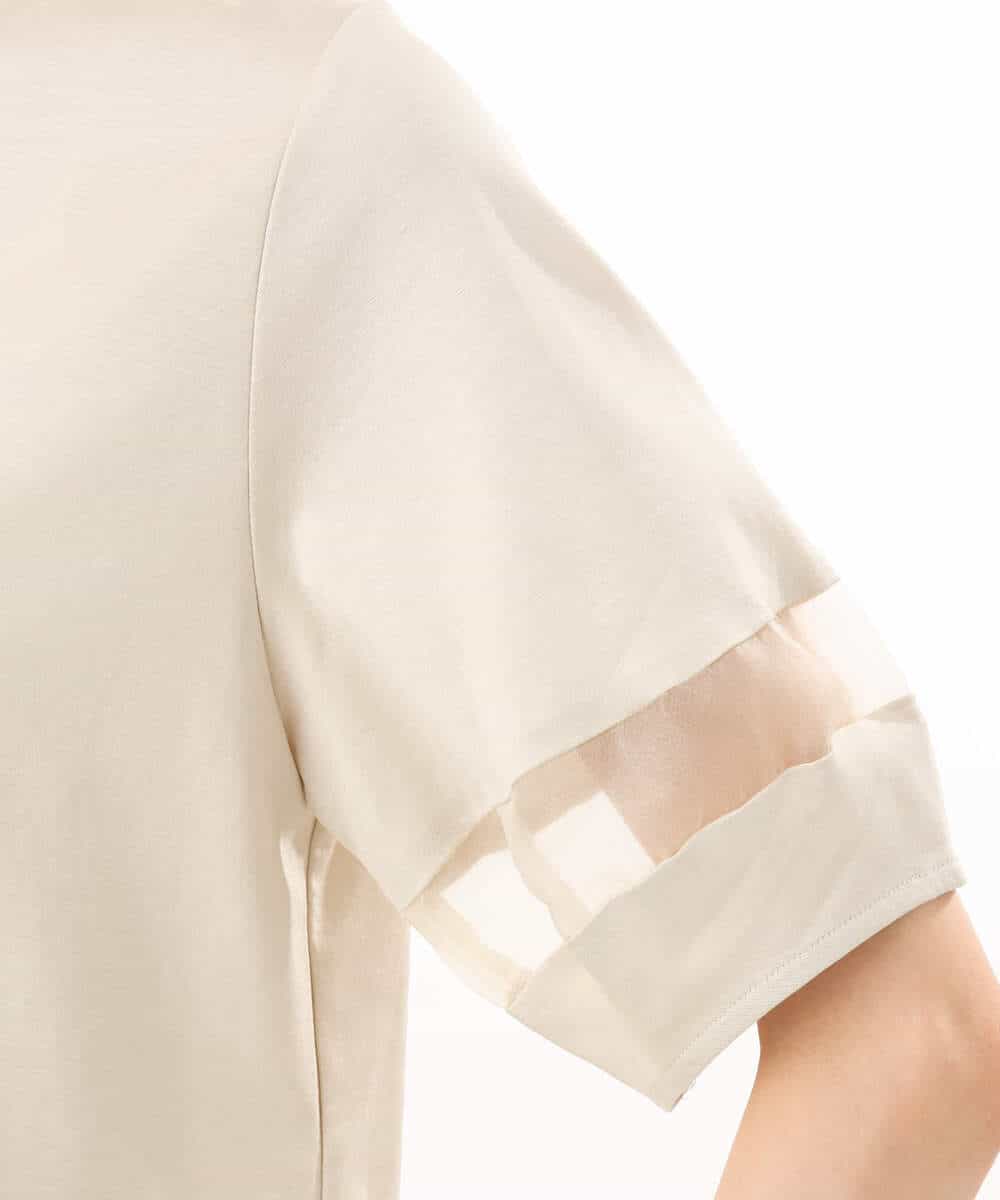 FKKGD56110 MK MICHEL KLEIN(MK ミッシェルクラン) [洗える]シアー切替えランタンスリーブカットソー ミント