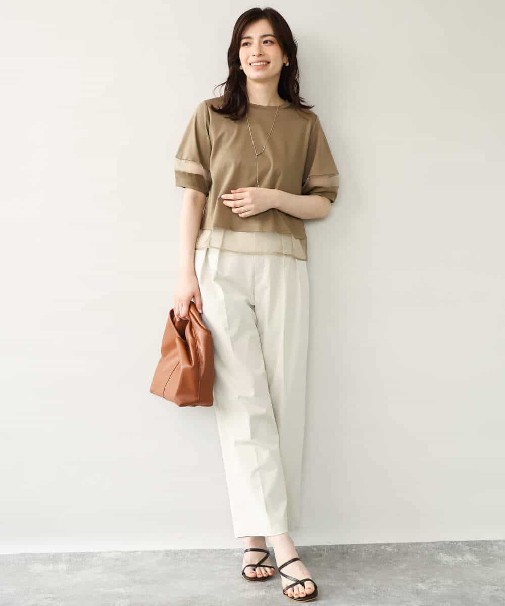 FKKGD56110 MK MICHEL KLEIN(MK ミッシェルクラン) [洗える]シアー切替えランタンスリーブカットソー ミント
