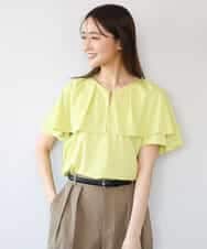 FKKGD60120 MK MICHEL KLEIN(MK ミッシェルクラン) [洗える]シルケット天竺ケープデザインカットソー イエロー