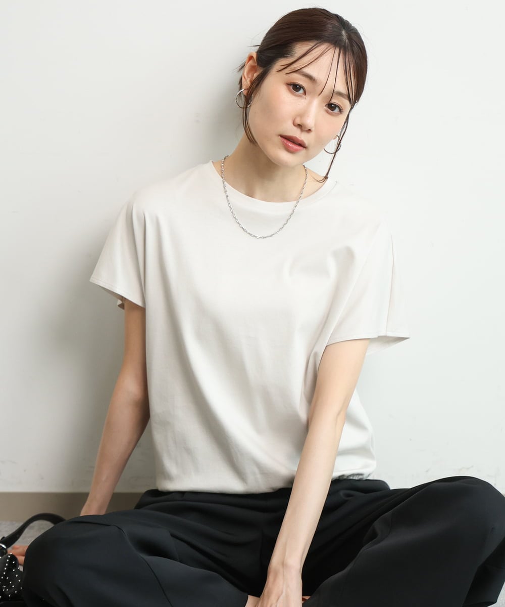 FKKGD62090 MK MICHEL KLEIN(MK ミッシェルクラン) [接触冷感/洗える]裾ドロストデザインカットソー グレージュ