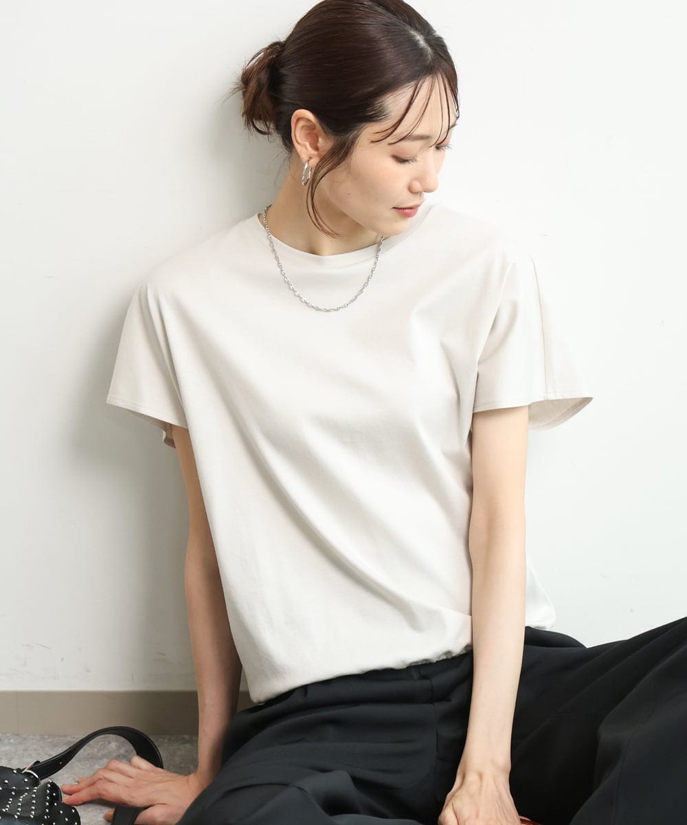 FKKGD62090 MK MICHEL KLEIN(MK ミッシェルクラン) [接触冷感/洗える]裾ドロストデザインカットソー グレージュ