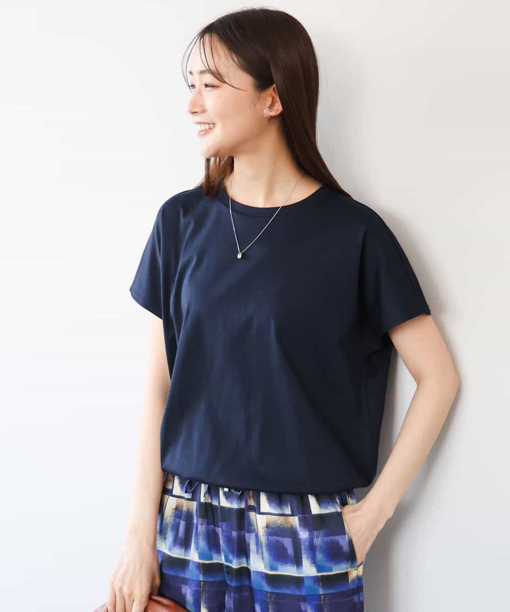 FKKGD62090 MK MICHEL KLEIN(MK ミッシェルクラン) [接触冷感/洗える]裾ドロストデザインカットソー ネイビー