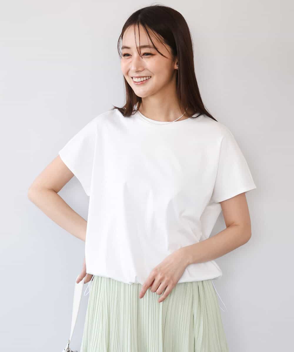 FKKGD62090 MK MICHEL KLEIN(MK ミッシェルクラン) [接触冷感/洗える]裾ドロストデザインカットソー ホワイト