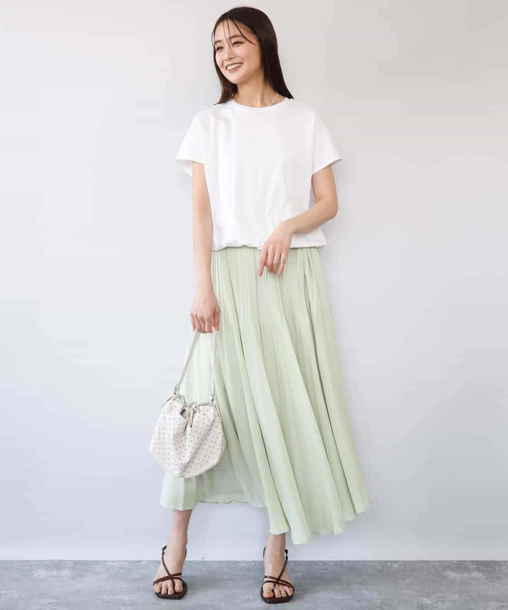 FKKGD62090 MK MICHEL KLEIN(MK ミッシェルクラン) [接触冷感/洗える]裾ドロストデザインカットソー グレージュ