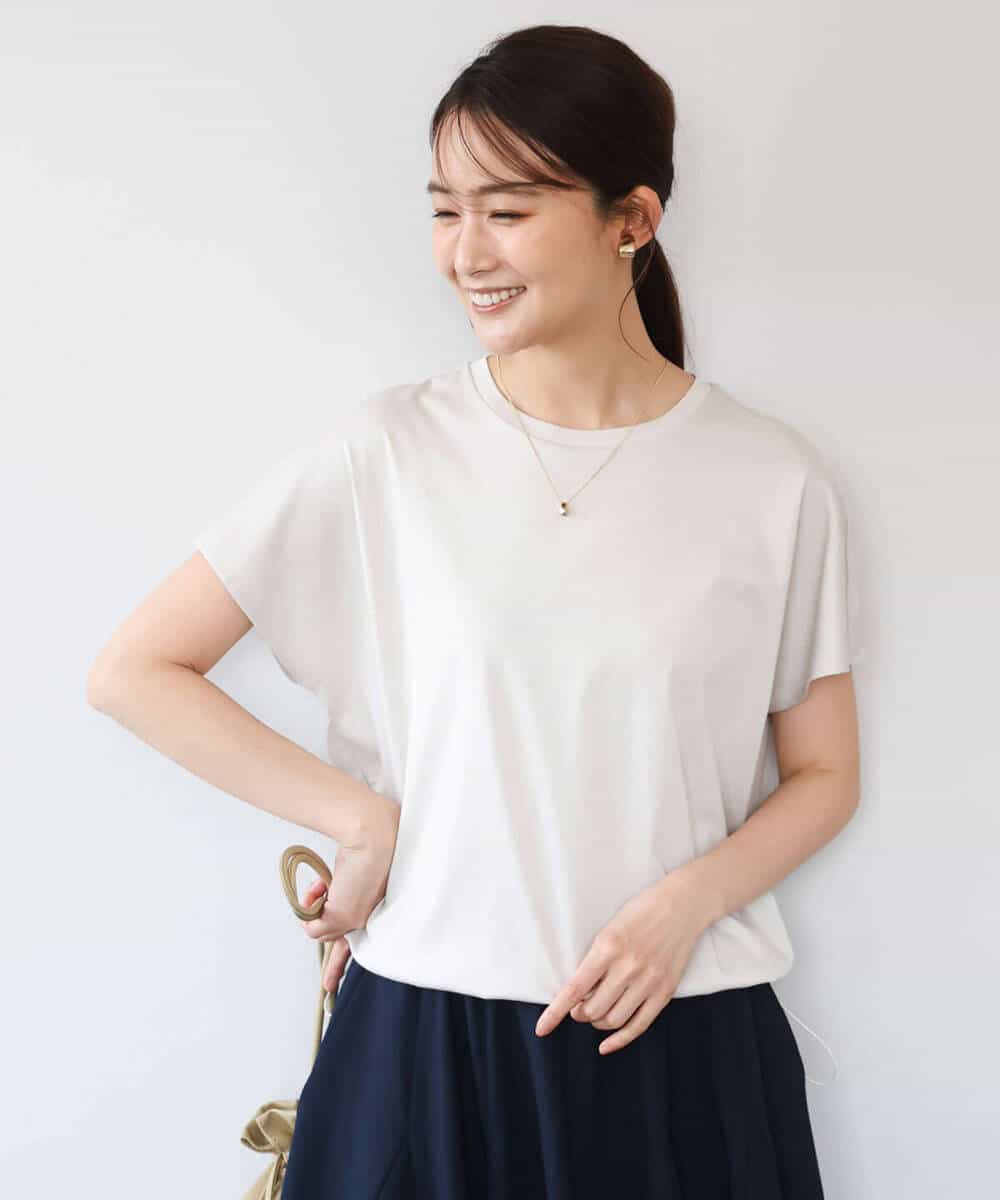 FKKGD62090 MK MICHEL KLEIN(MK ミッシェルクラン) [接触冷感/洗える]裾ドロストデザインカットソー グレージュ