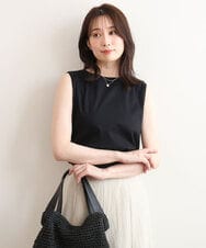FKKGD74090 MK MICHEL KLEIN(MK ミッシェルクラン) [洗える]シルケットフライス ノースリーブカットソー ブラック