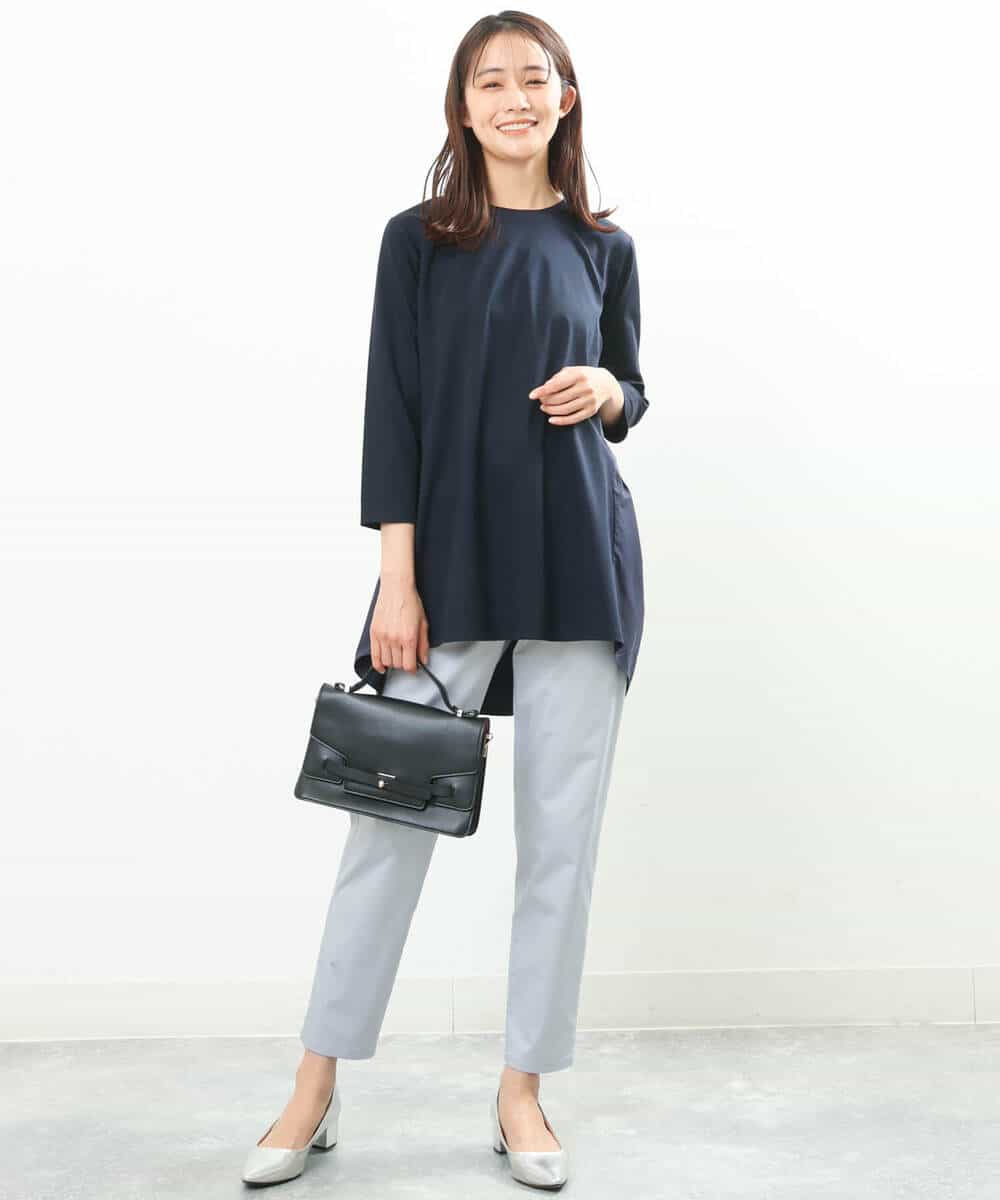 FKKGS02115 MK MICHEL KLEIN(MK ミッシェルクラン) バックティアードデザインカットソー/洗える ネイビー