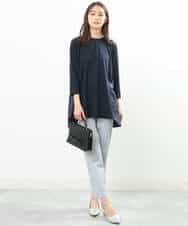 FKKGS02115 MK MICHEL KLEIN(MK ミッシェルクラン) バックティアードデザインカットソー/洗える ネイビー