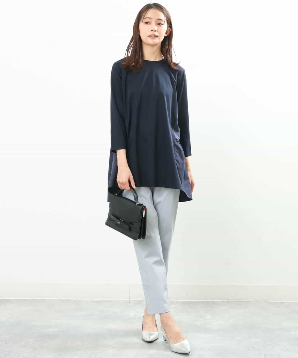 FKKGS02115 MK MICHEL KLEIN(MK ミッシェルクラン) バックティアードデザインカットソー/洗える ネイビー