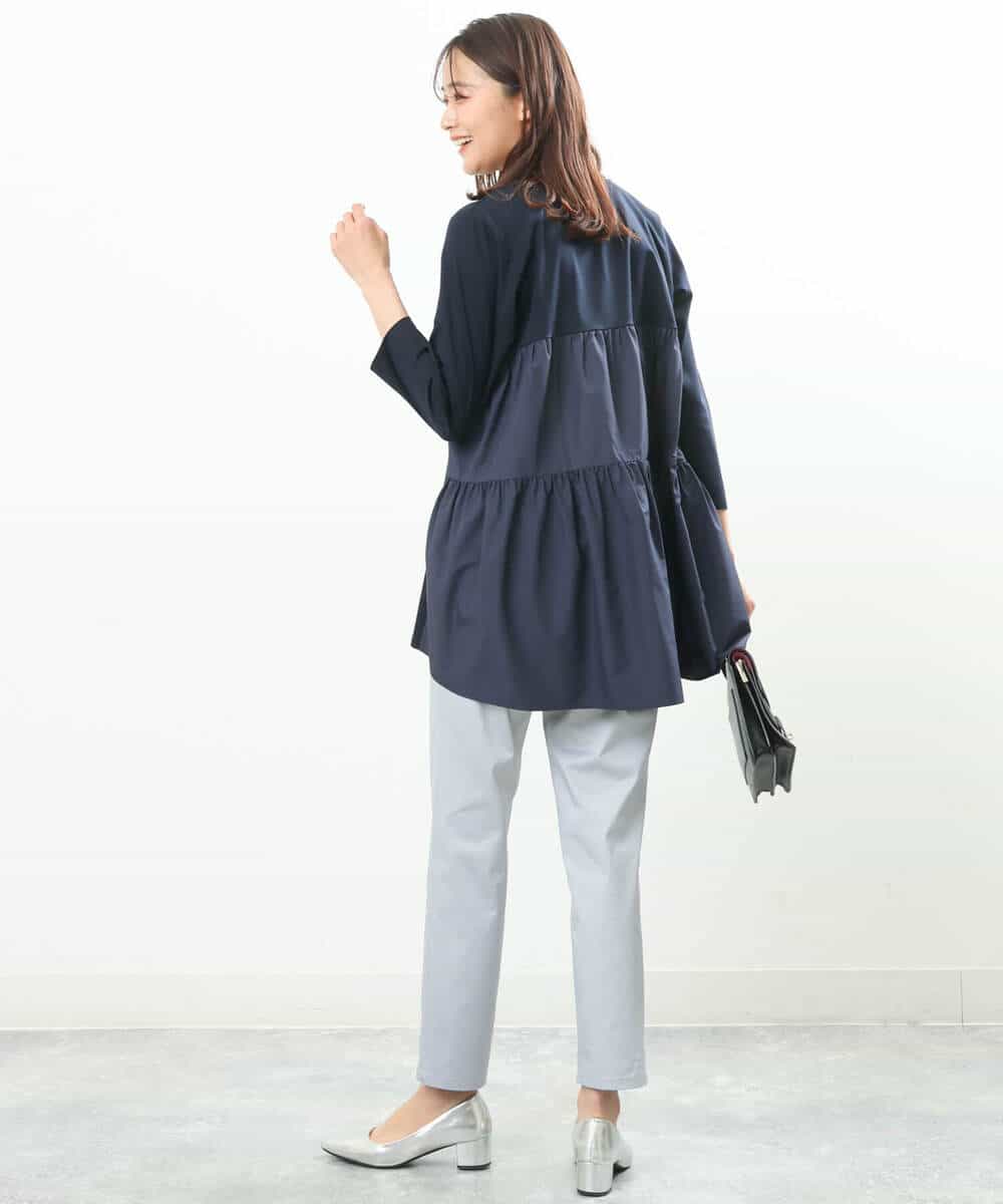 FKKGS02115 MK MICHEL KLEIN(MK ミッシェルクラン) バックティアードデザインカットソー/洗える ネイビー