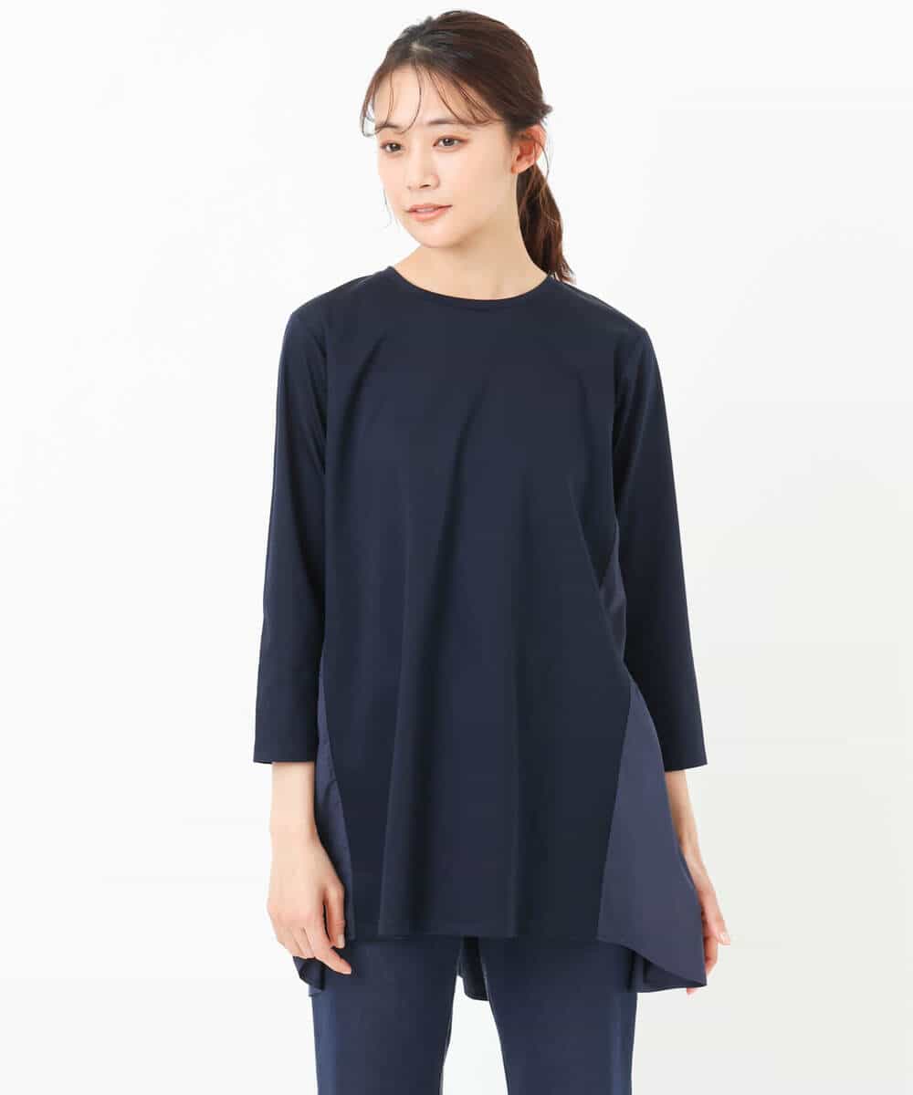 FKKGS02115 MK MICHEL KLEIN(MK ミッシェルクラン) バックティアードデザインカットソー/洗える ネイビー