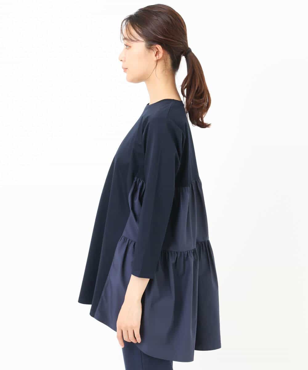 FKKGS02115 MK MICHEL KLEIN(MK ミッシェルクラン) バックティアードデザインカットソー/洗える ネイビー