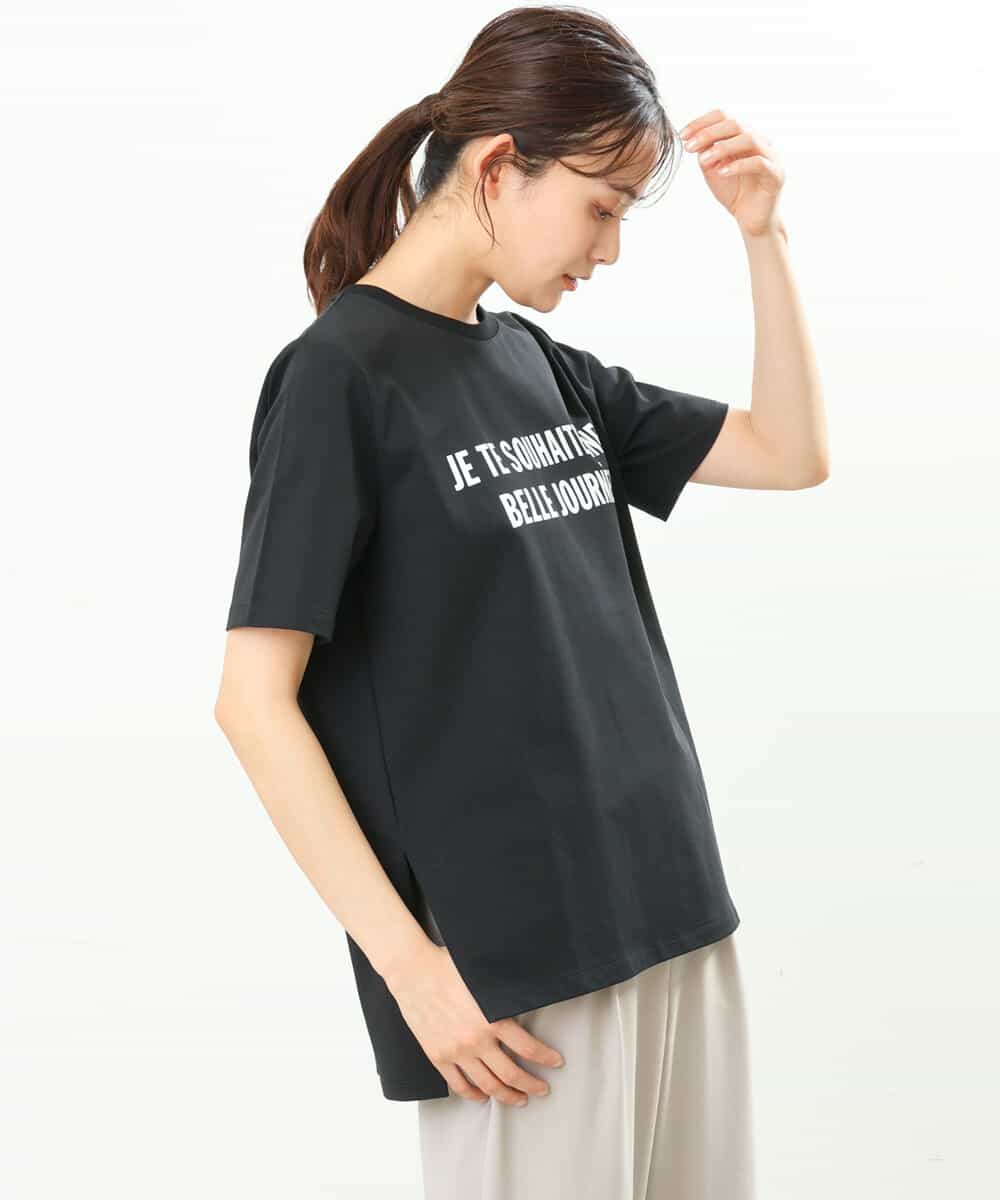 FKKGS05075 MK MICHEL KLEIN(MK ミッシェルクラン) ロゴTシャツ/洗える ブラック