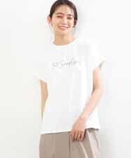 FKKGS06075 MK MICHEL KLEIN(MK ミッシェルクラン) フレンチスリーブロゴTシャツ/洗える ホワイト