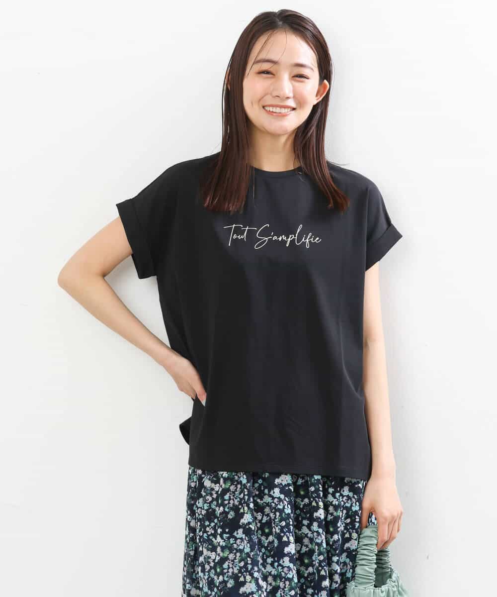 FKKGS06075 MK MICHEL KLEIN(MK ミッシェルクラン) フレンチスリーブロゴTシャツ/洗える ホワイト