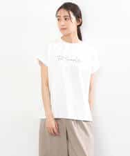 FKKGS06075 MK MICHEL KLEIN(MK ミッシェルクラン) フレンチスリーブロゴTシャツ/洗える ホワイト
