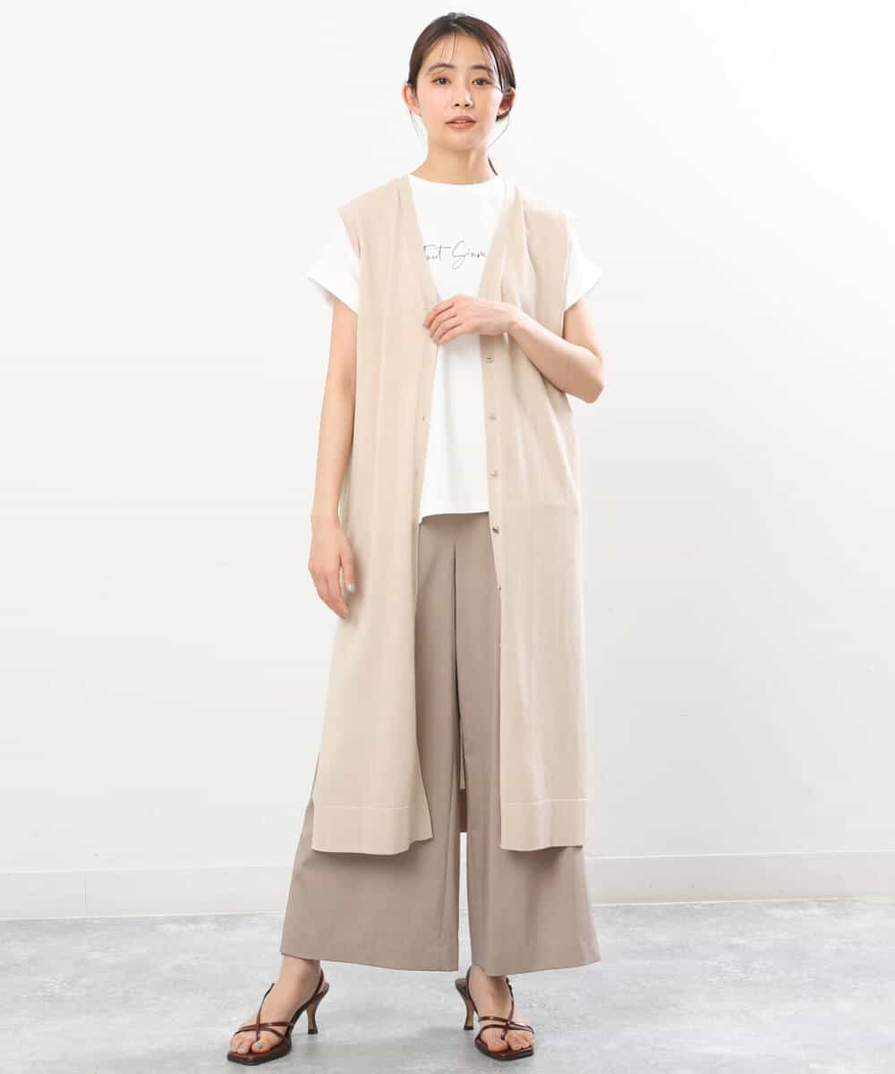 FKKGS06075 MK MICHEL KLEIN(MK ミッシェルクラン) フレンチスリーブロゴTシャツ/洗える ホワイト