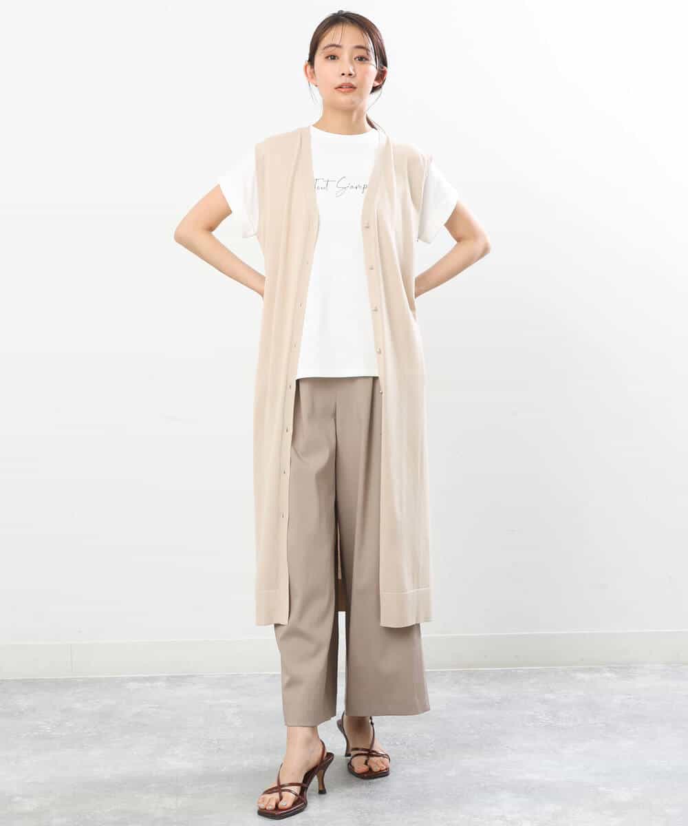FKKGS06075 MK MICHEL KLEIN(MK ミッシェルクラン) フレンチスリーブロゴTシャツ/洗える ホワイト