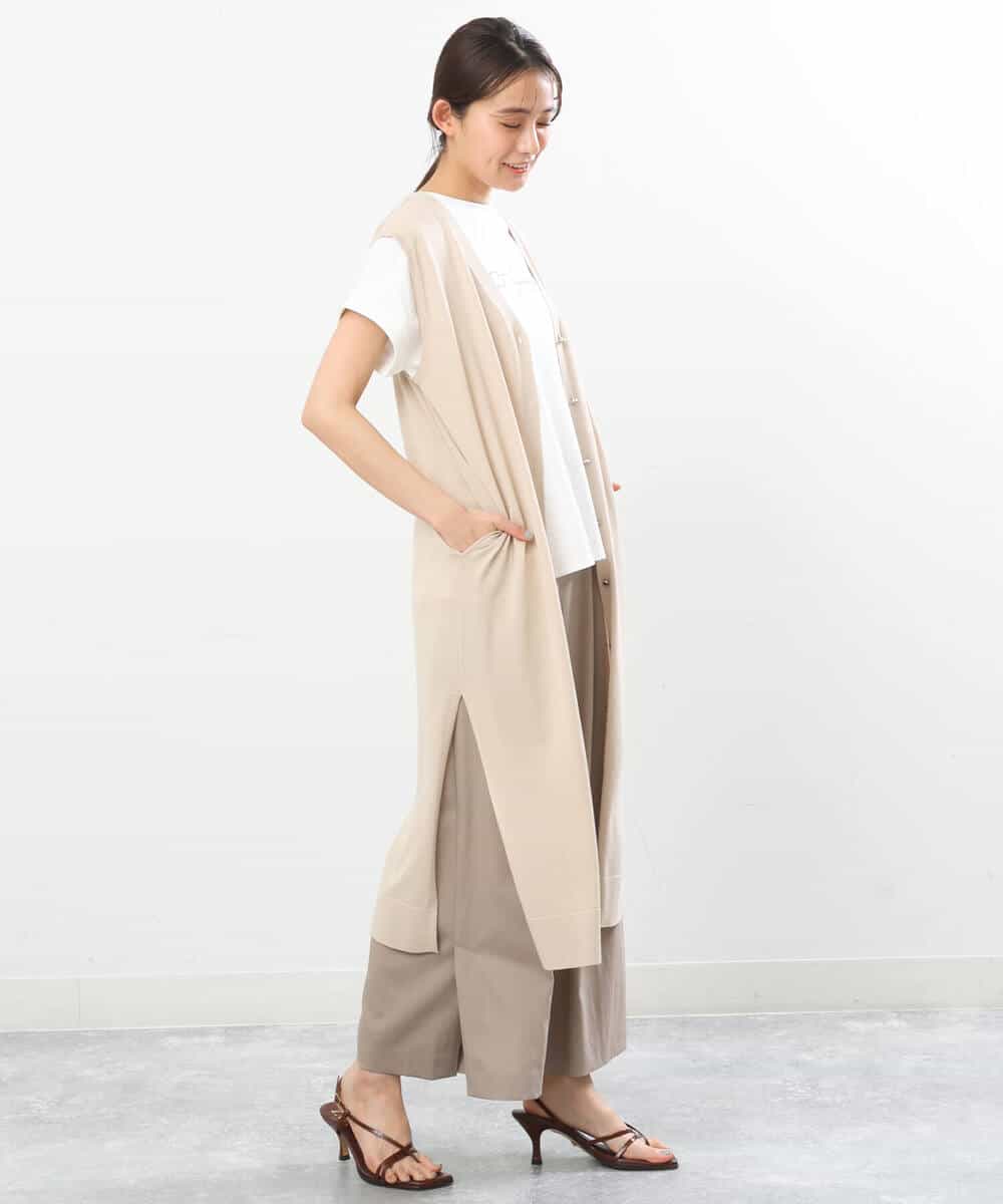 FKKGS06075 MK MICHEL KLEIN(MK ミッシェルクラン) フレンチスリーブロゴTシャツ/洗える ホワイト