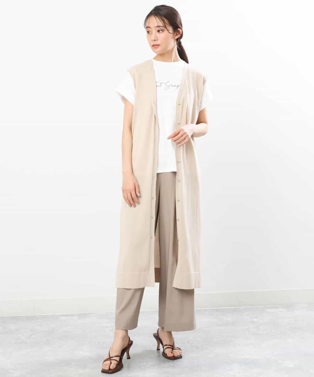 FKKGS06075 MK MICHEL KLEIN(MK ミッシェルクラン) フレンチスリーブロゴTシャツ/洗える ホワイト