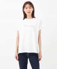 FKKGS06075 MK MICHEL KLEIN(MK ミッシェルクラン) フレンチスリーブロゴTシャツ/洗える ホワイト