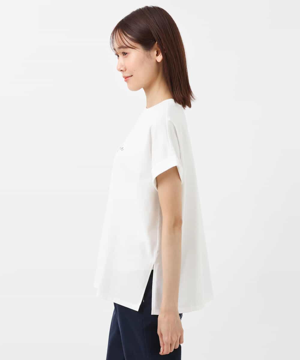 FKKGS06075 MK MICHEL KLEIN(MK ミッシェルクラン) フレンチスリーブロゴTシャツ/洗える ホワイト