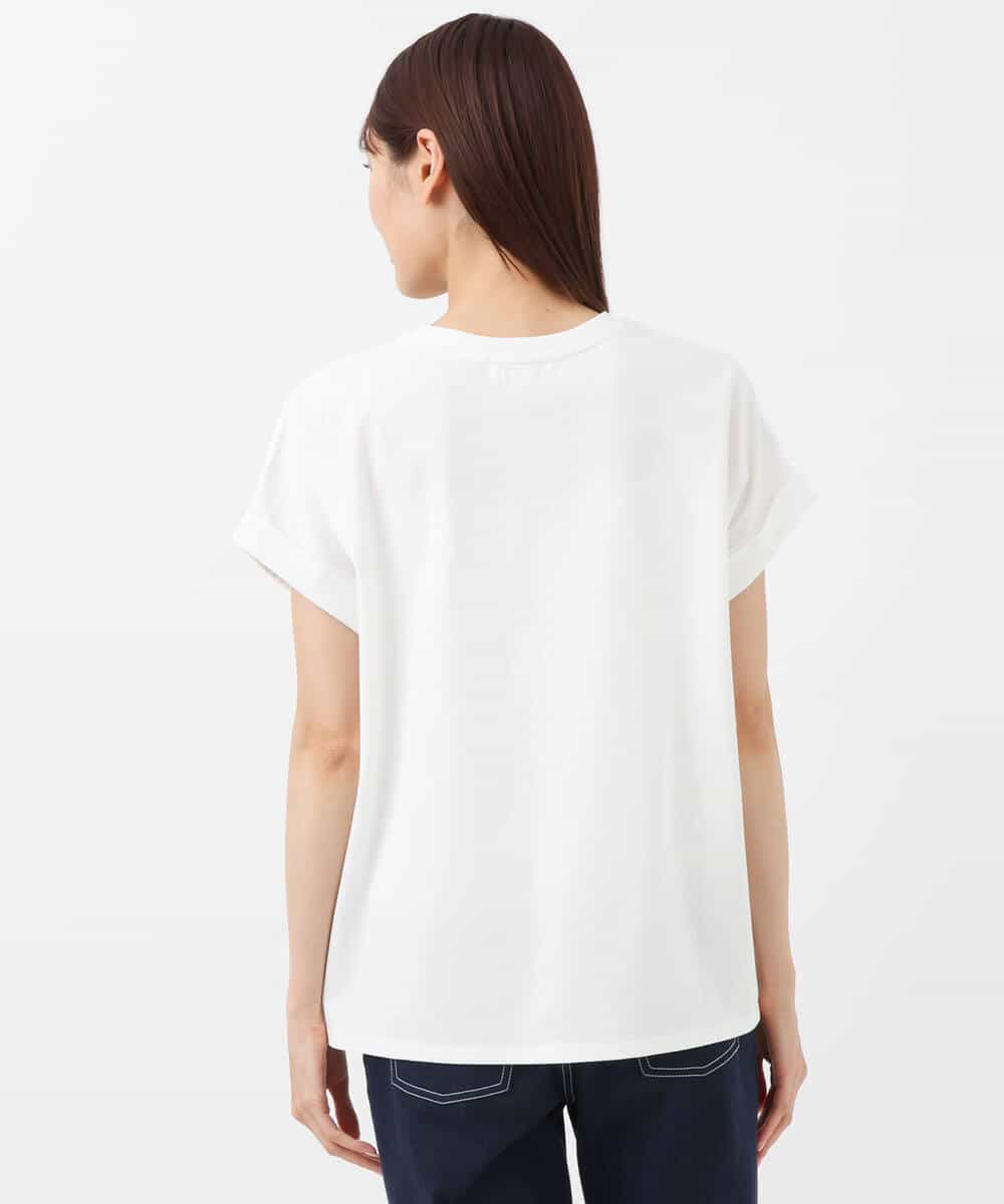 FKKGS06075 MK MICHEL KLEIN(MK ミッシェルクラン) フレンチスリーブロゴTシャツ/洗える ホワイト