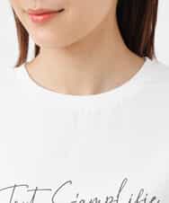 FKKGS06075 MK MICHEL KLEIN(MK ミッシェルクラン) フレンチスリーブロゴTシャツ/洗える ホワイト