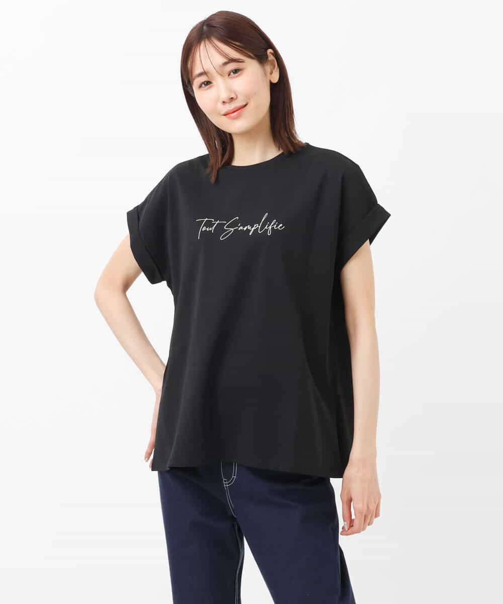 FKKGS06075 MK MICHEL KLEIN(MK ミッシェルクラン) フレンチスリーブロゴTシャツ/洗える ホワイト