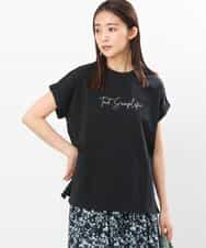FKKGS06075 MK MICHEL KLEIN(MK ミッシェルクラン) フレンチスリーブロゴTシャツ/洗える ブラック