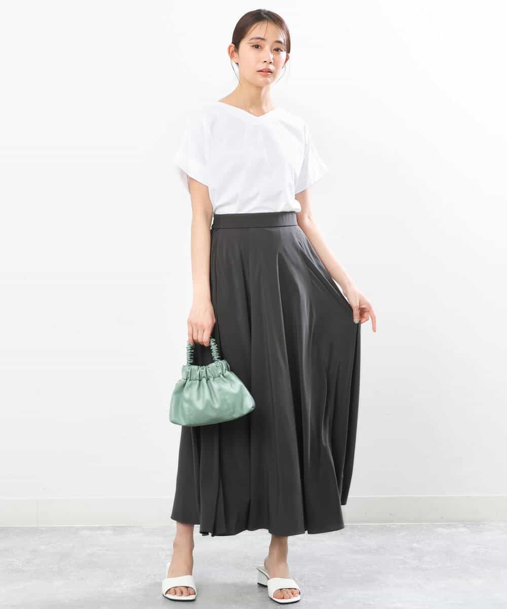 FKKGS07095 MK MICHEL KLEIN(MK ミッシェルクラン) ストライプカットソー/洗える ライトグレー