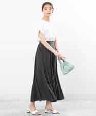 FKKGS07095 MK MICHEL KLEIN(MK ミッシェルクラン) ストライプカットソー/洗える ライトグレー