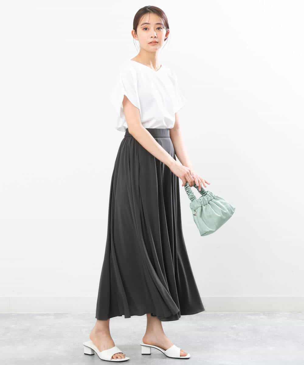 FKKGS07095 MK MICHEL KLEIN(MK ミッシェルクラン) ストライプカットソー/洗える ライトグレー