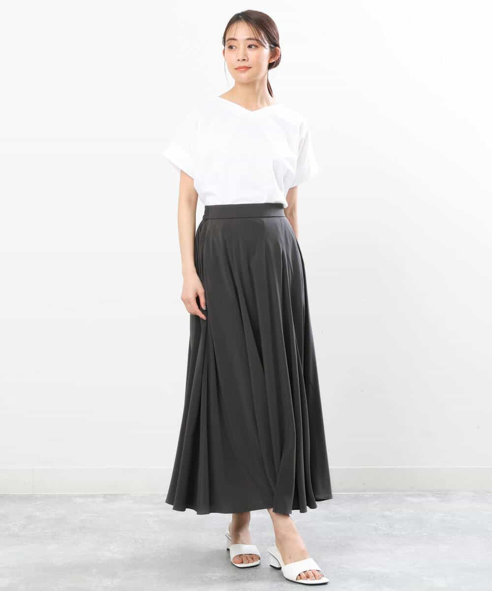 FKKGS07095 MK MICHEL KLEIN(MK ミッシェルクラン) ストライプカットソー/洗える ライトグレー