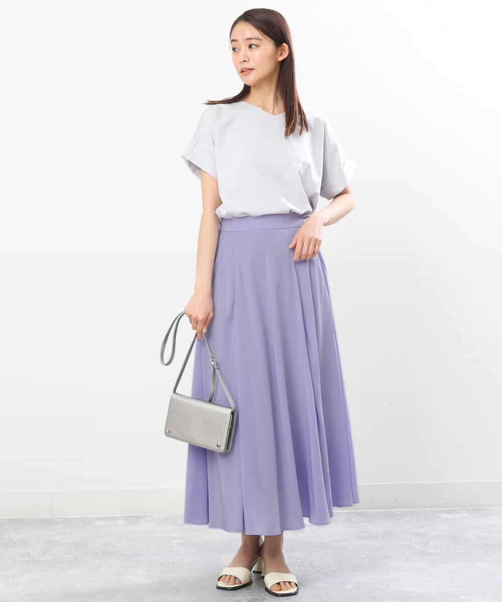 FKKGS07095 MK MICHEL KLEIN(MK ミッシェルクラン) ストライプカットソー/洗える ライトグレー