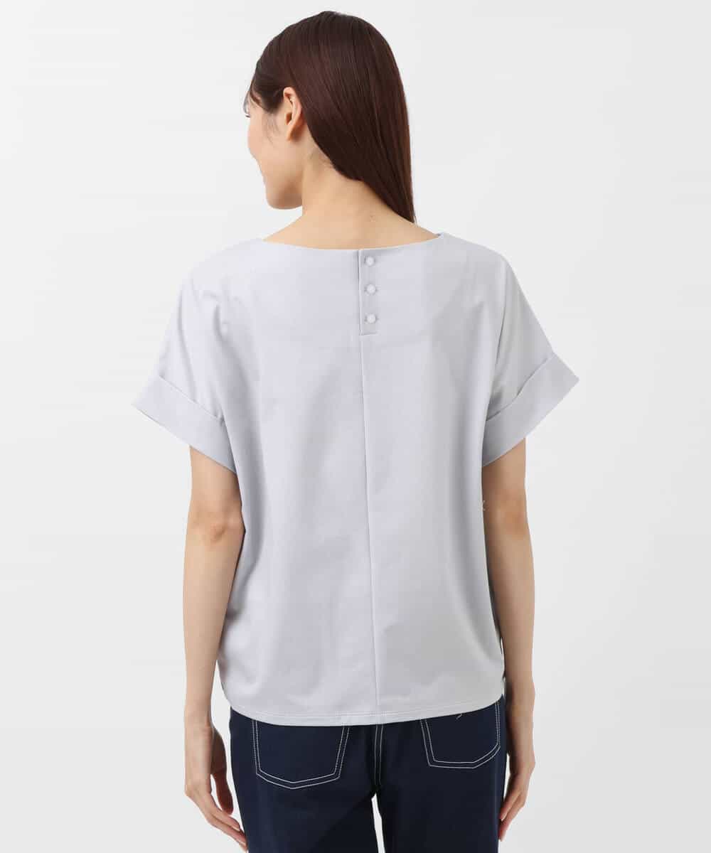 FKKGS07095 MK MICHEL KLEIN(MK ミッシェルクラン) ストライプカットソー/洗える ライトグレー