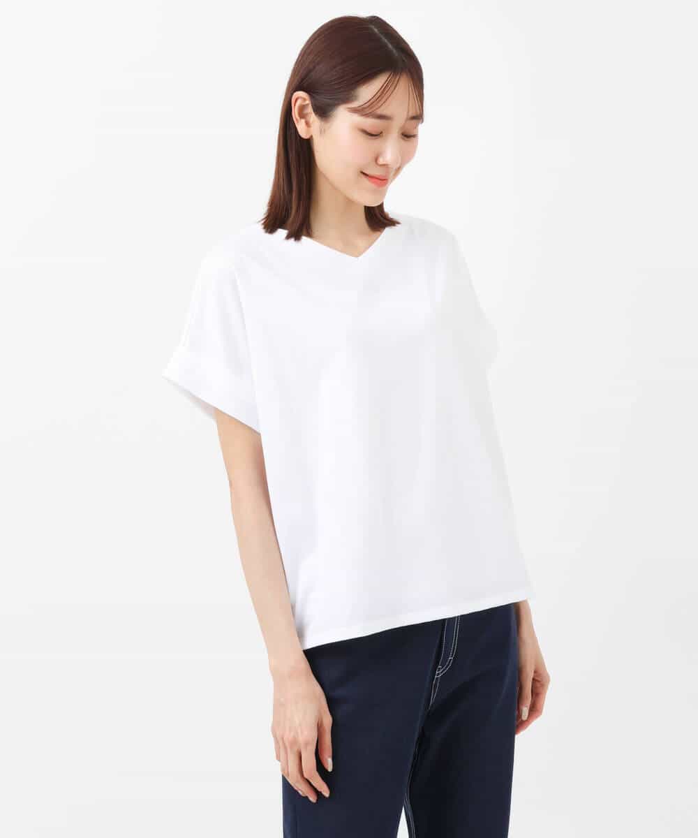 FKKGS07095 MK MICHEL KLEIN(MK ミッシェルクラン) ストライプカットソー/洗える ライトグレー
