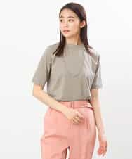 FKKGS11085 MK MICHEL KLEIN(MK ミッシェルクラン) モックネックTシャツ/洗える グリーン