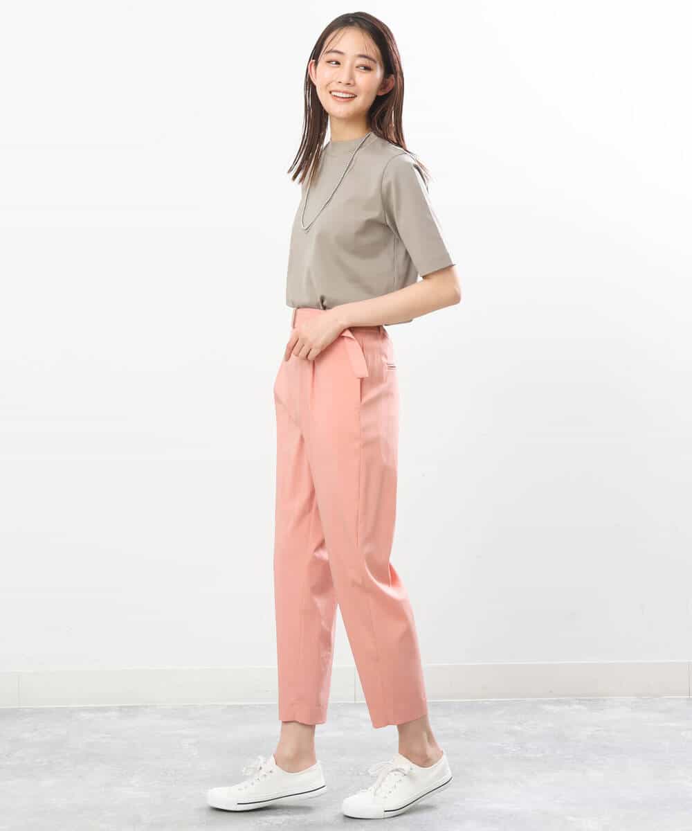FKKGS11085 MK MICHEL KLEIN(MK ミッシェルクラン) モックネックTシャツ/洗える グリーン