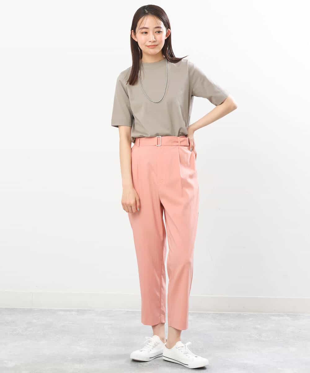 FKKGS11085 MK MICHEL KLEIN(MK ミッシェルクラン) モックネックTシャツ/洗える グリーン