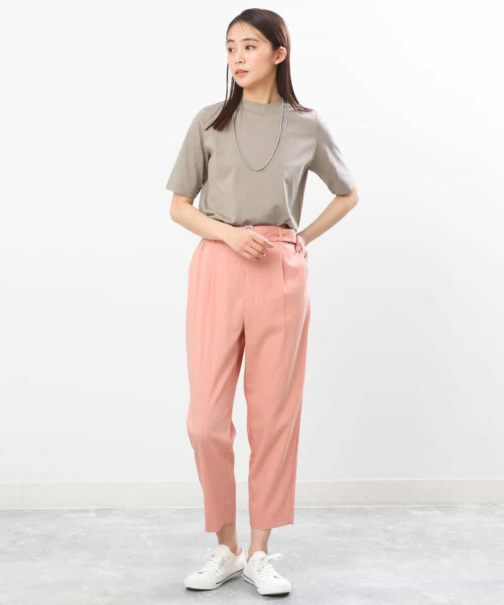 FKKGS11085 MK MICHEL KLEIN(MK ミッシェルクラン) モックネックTシャツ/洗える グリーン