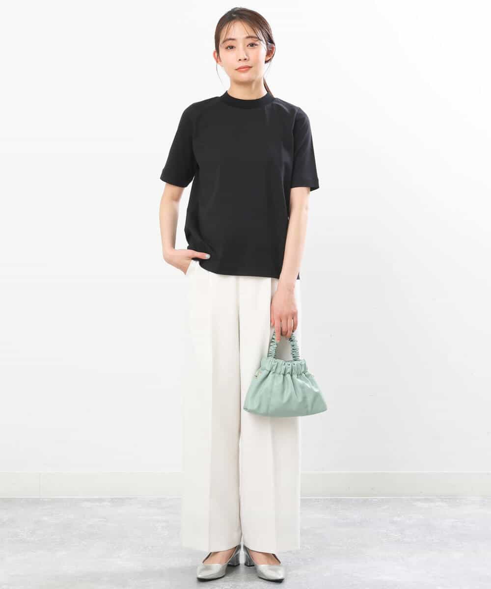 FKKGS11085 MK MICHEL KLEIN(MK ミッシェルクラン) モックネックTシャツ/洗える グリーン